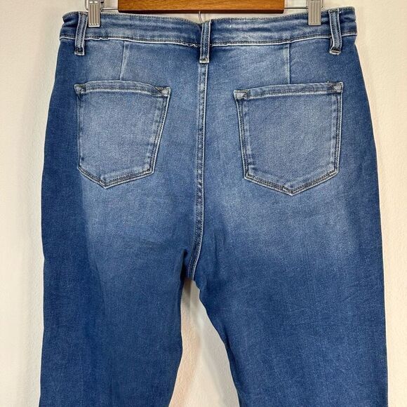 KanCan Peyton High Rise Button Fly Flare Jeans Women’s 31” Distressed Raw Hem - Picture 5 of 12